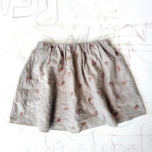 Zara Girl’s Embroidered Skort - Taupe with Pink & Gold Accents Size 7